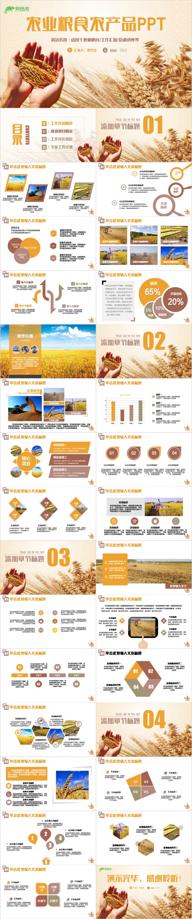 简洁生态农业农产品粮食招商新农村建设PPT模板