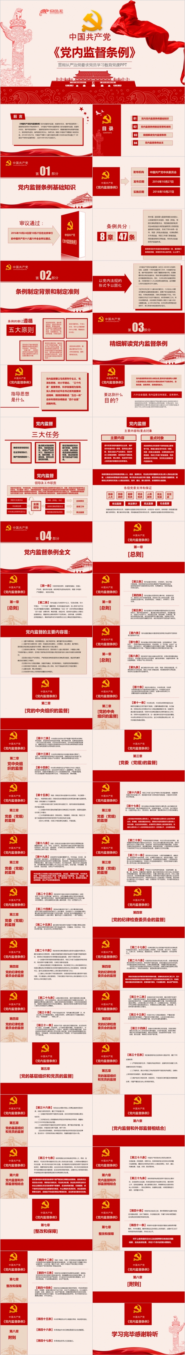 红色党政中国共产党党内监督条例全面解读党员培训党课PPT课件