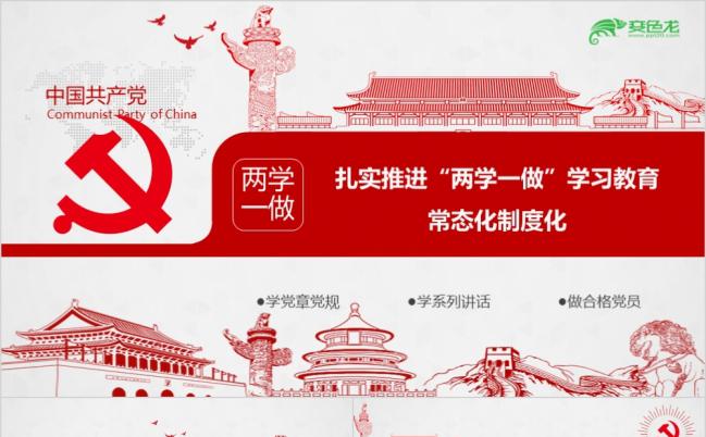 全面从严治党推进“两学一做”学习教育常态化制度化党员PPT模板缩略图