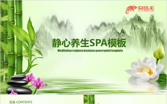 绿色清新静心养生spa会所工作总结汇报创业融资ppt动态模板缩略图