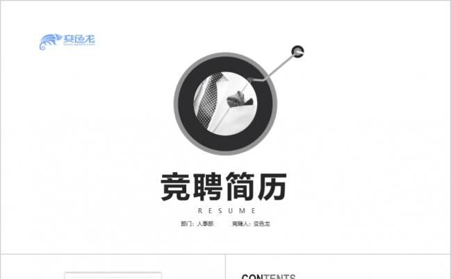 2019灰白唱片创意简约竞聘述职个人简历PPT模板缩略图