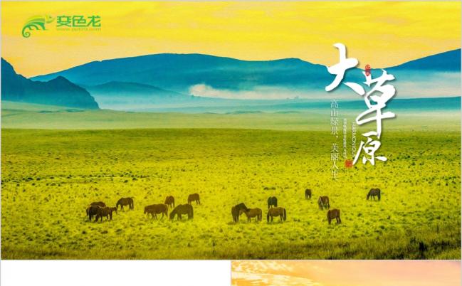2019唯美风景内蒙古大草原旅游ppt动态模板缩略图