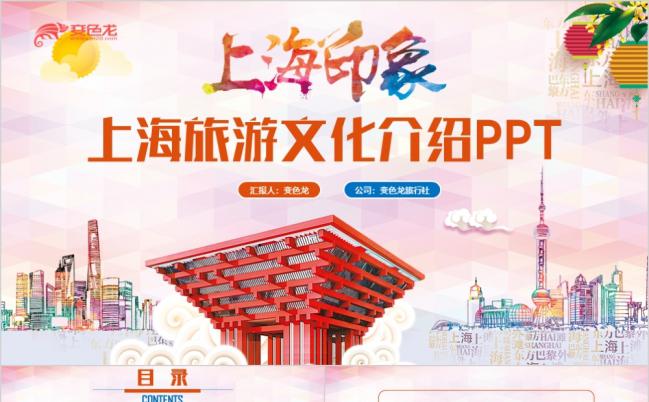 2019上海旅游上海文化上海风景世博馆旅游相册PPT模板缩略图