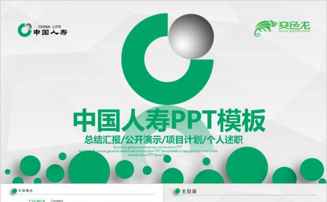 绿色简约大气中国人寿财产保险公司工作总结汇报项目计划PPT模板缩略图