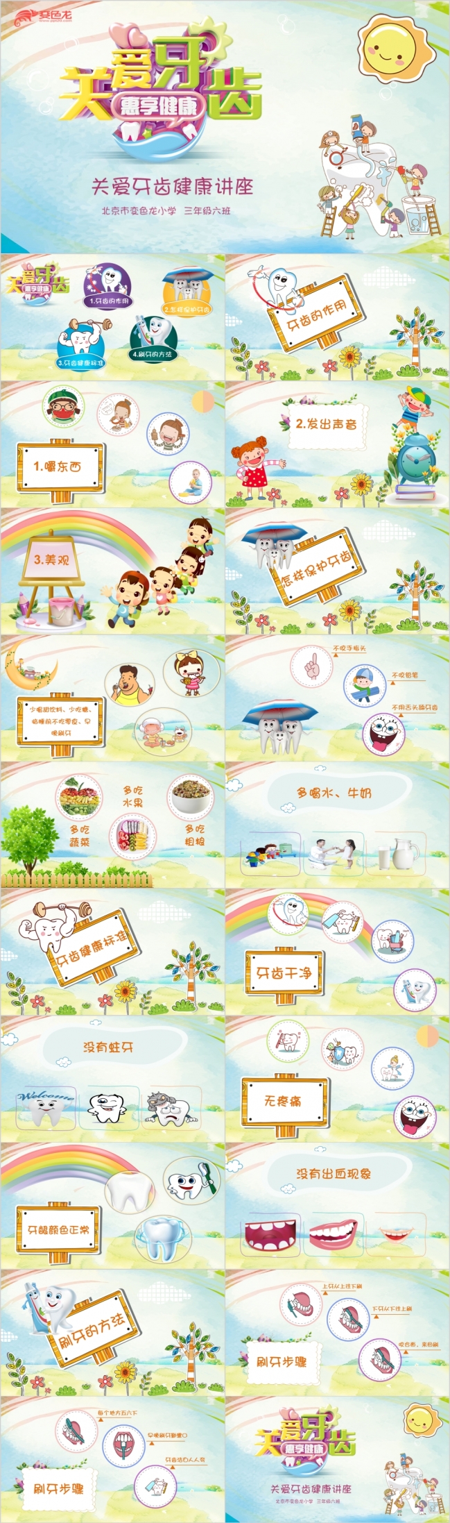2019儿童牙齿口腔保健预防与保护PPT模板