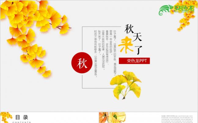 2019唯美秋天来了工作总结汇报个人述职ppt模板缩略图