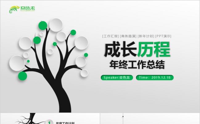 绿色清新成长经验实习报告述职汇报工作计划年终总结微立体ppt模板缩略图