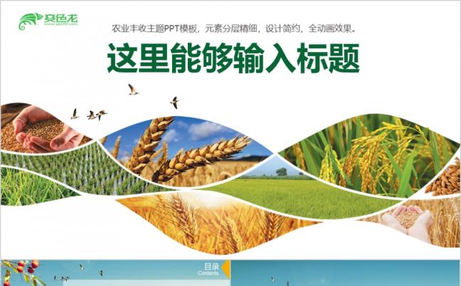 绿色健康生物科技农业种植水果蔬菜粮食作物PPT模板缩略图