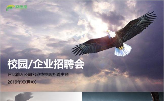 校招校园招聘会企业招聘会雄鹰展翅主题PPT模板缩略图