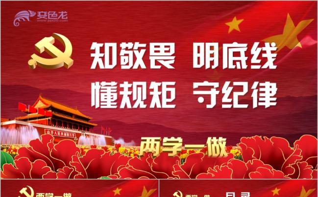 两学一做党课知敬畏明底线懂规矩守纪律PPT模板缩略图