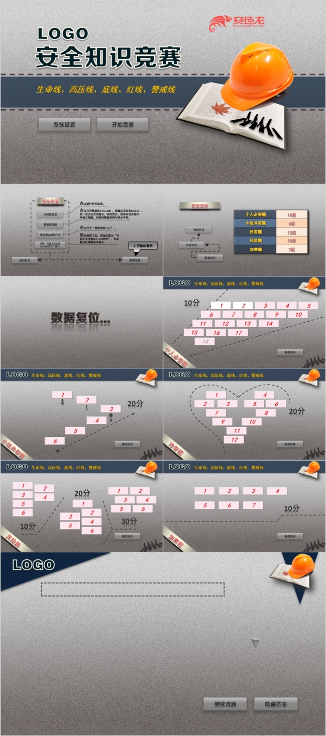 恢弘设计各行数据库通用型动态功能完善选择题简答题知识竞赛PPT模板