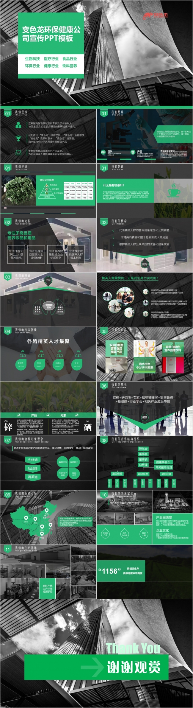 生物科技环保健康公司宣传恢弘都市风PPT模板