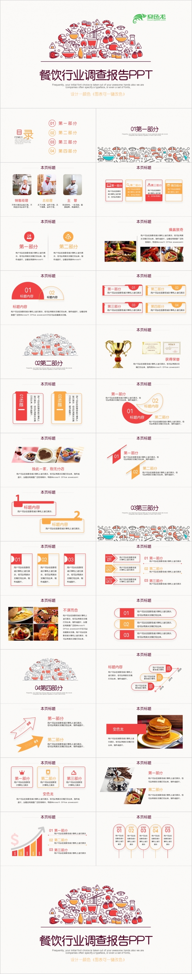 创意手绘食品安全餐饮行业年终总结动态ppt模板