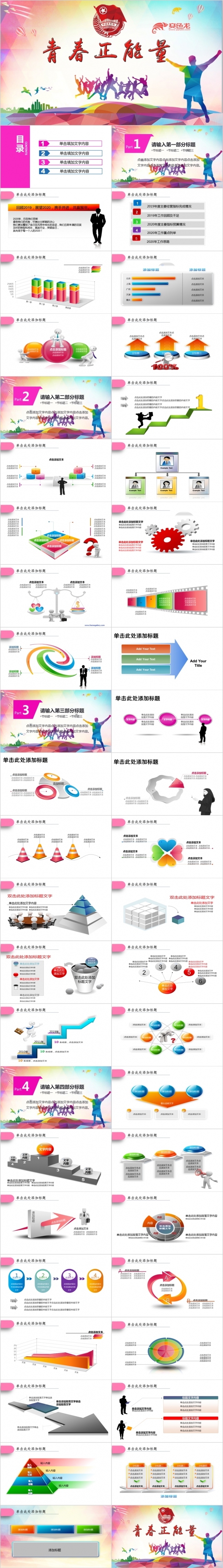 时尚青春正能量团委五四青年节共青团培训PPT模板