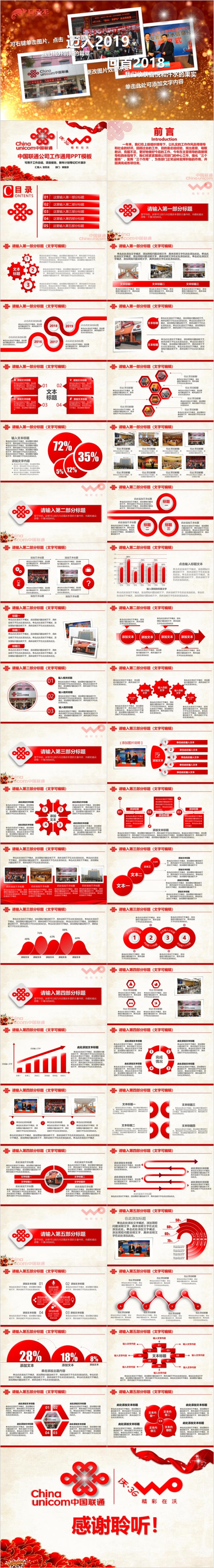 中国联通工作通用大气精美PPT模板