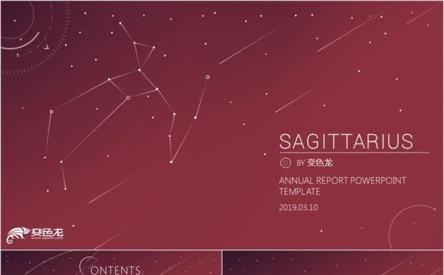 唯美星空GALAXY双鱼座主题企业简介产品推广PPT模板缩略图