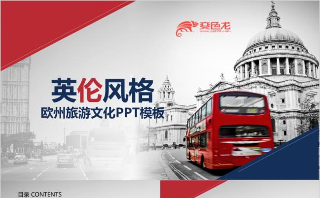 欧美英伦风复古旅游景点介绍动态ppt模板缩略图