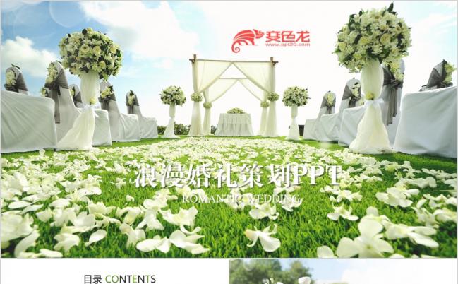 室外草坪浪漫婚礼策划动态ppt模板缩略图