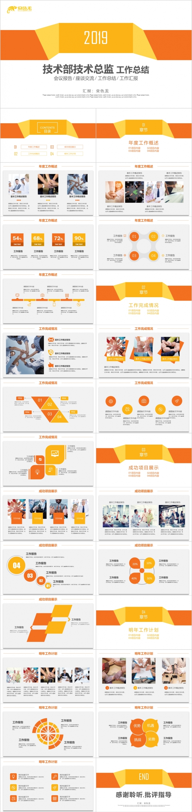 2019技术部技术总监年终工作总结汇报新年计划PPT模板
