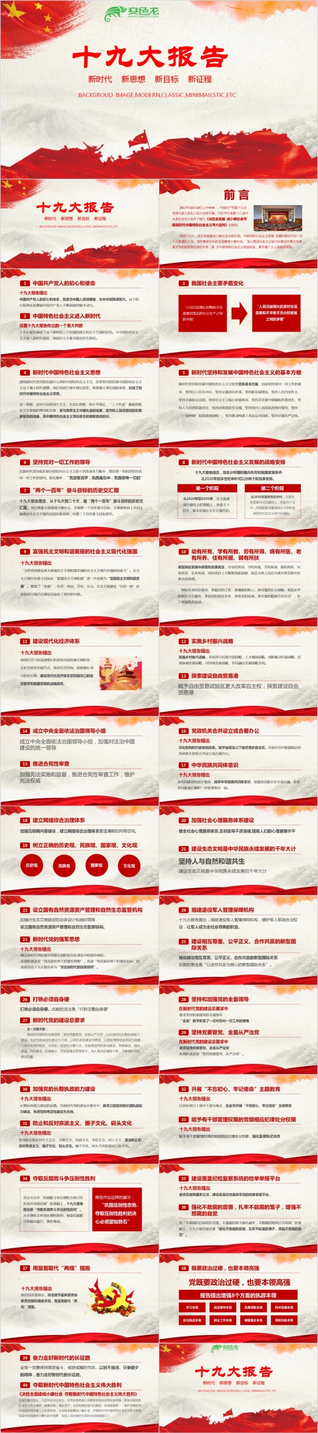 东方党政建设党章学习十九大报告PPT模板