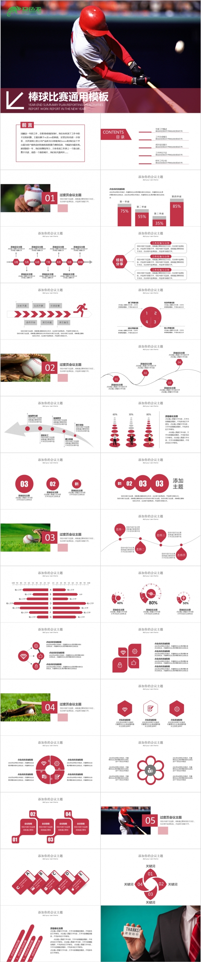 棒球训练班多彩唯美时尚工作报告ppt模板
