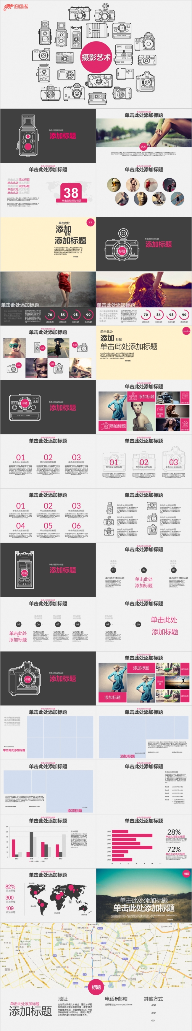 创意相机个性纪念册图片展示摄影系列ppt模板