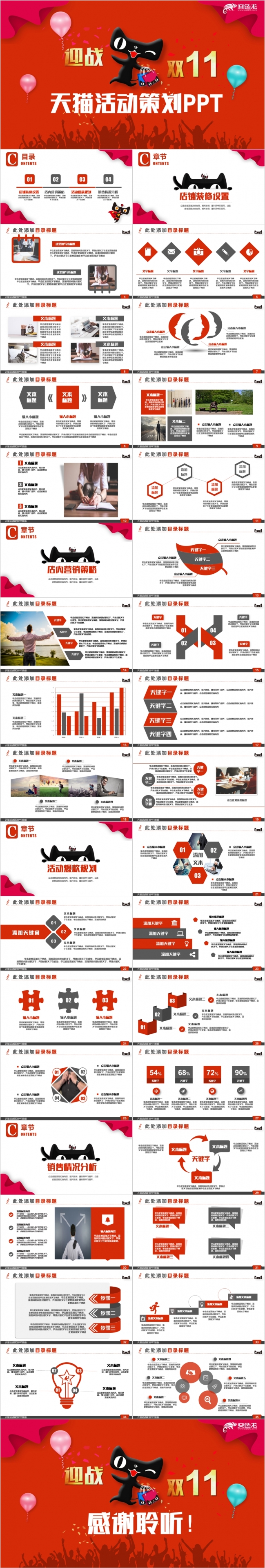 简洁精美天猫商城天猫活动双十一活动运营策划PPT模板
