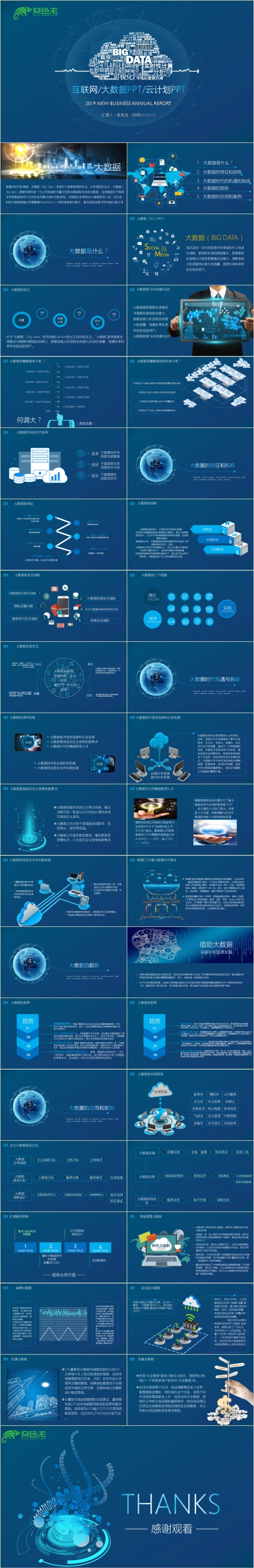 2019商务科技云计算分析大数据ppt云计划ppt模板
