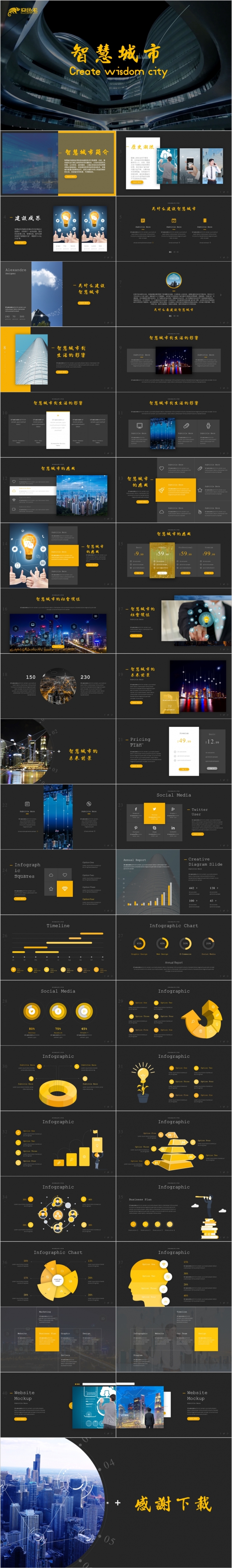 物联网IOT智慧城市大数据信息化信息PPT模板