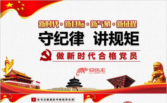 党建党政党纪党课守纪律讲规矩做合格党员PPT模板缩略图