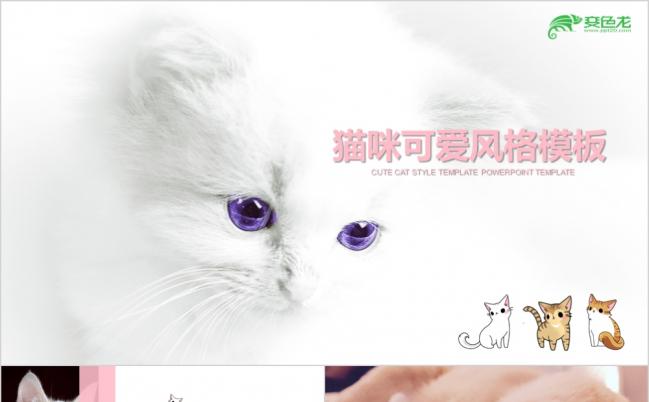 简单猫咪粉色可爱风格宠物PPT模板缩略图
