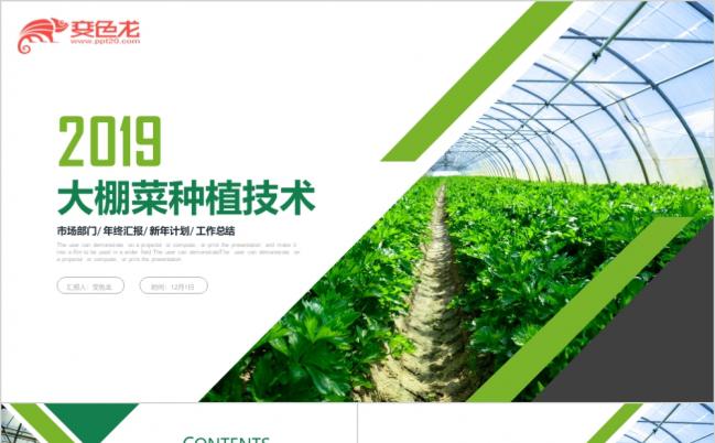 2019清新原生态大棚蔬菜果蔬种植基地ppt模板缩略图