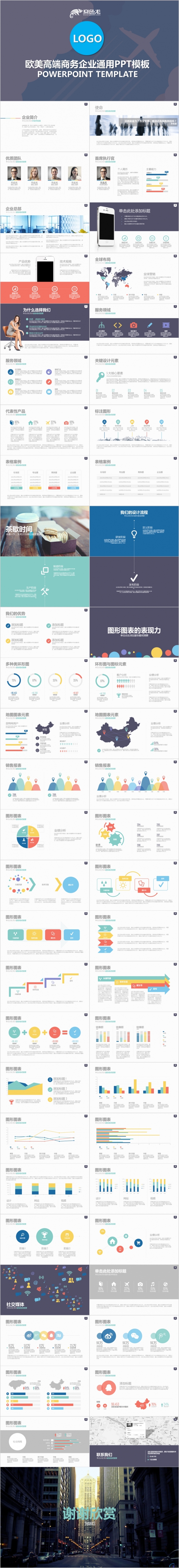 欧美风高科技企业公司团队介绍PPT模板