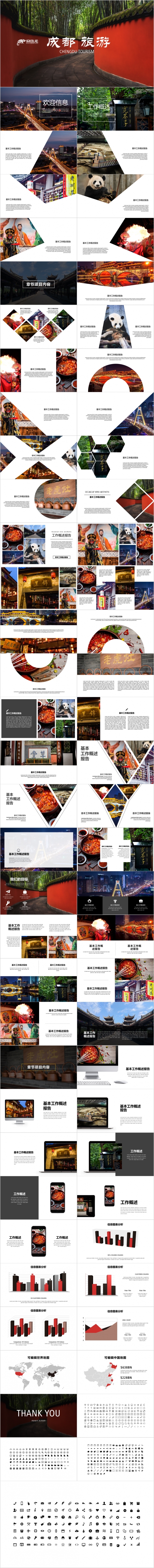 旅游公司成都旅行旅游美食文化介绍简介PPT模板