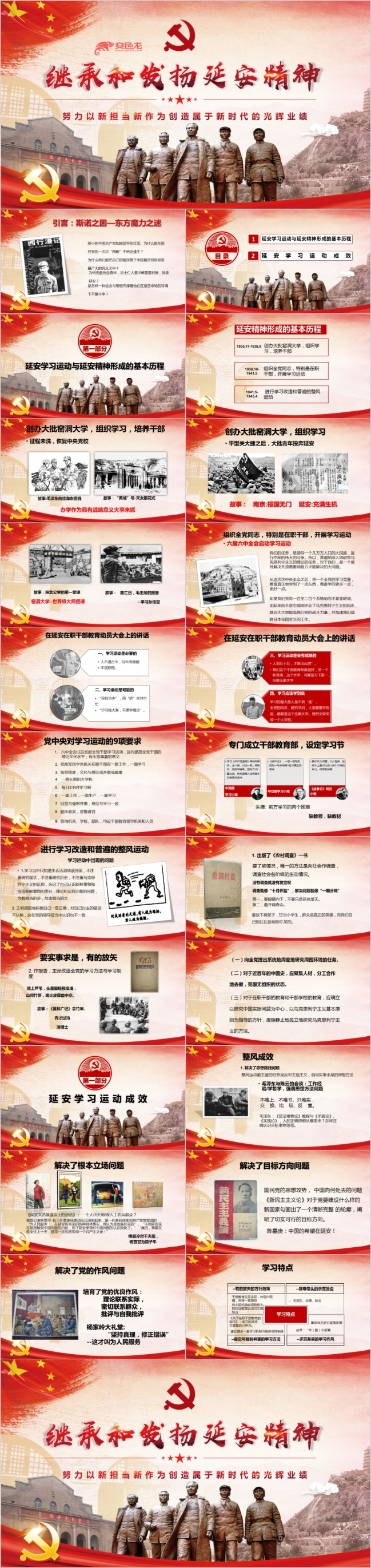 继承和发发扬延安精神党建党课学习PPT模板