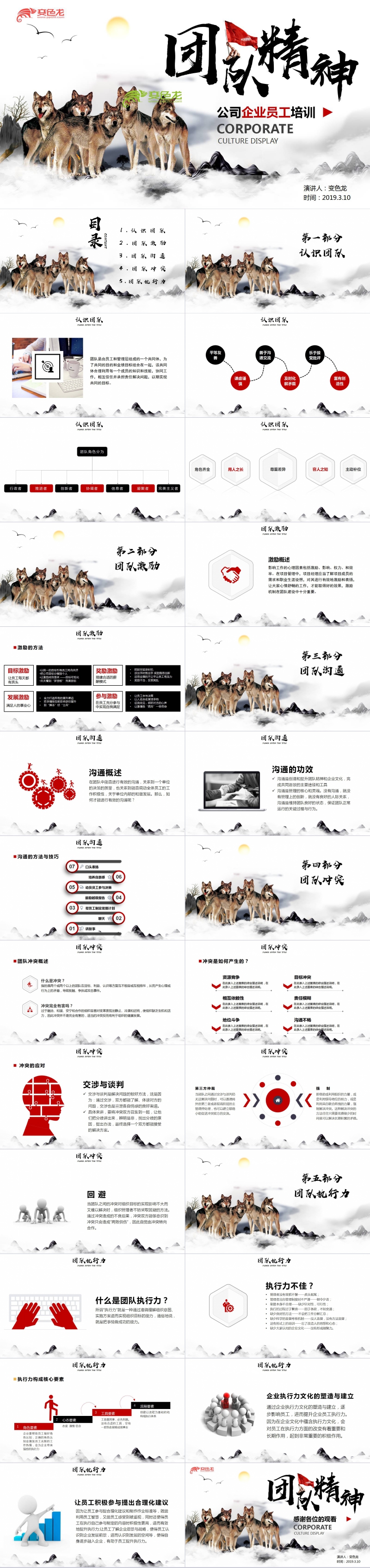 狼文化狼性企业员工培训团队精神培训课件PPT模板