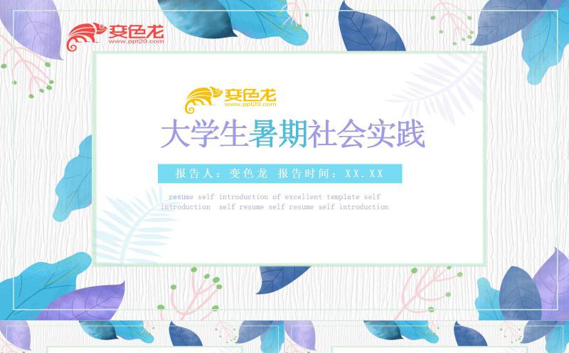 小清新大学生暑期社会实践PPT模板缩略图