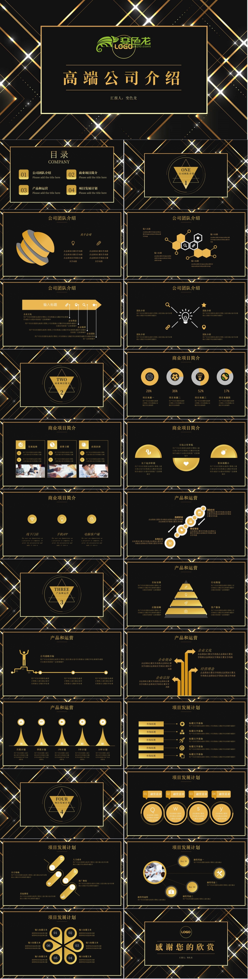 黑金高端商务公司简介PPT模板