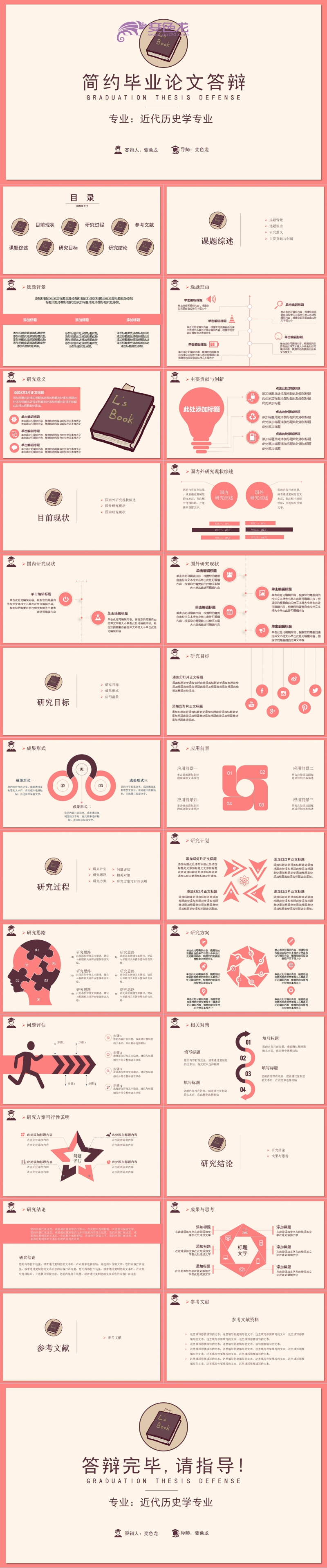 简约唯美精致毕业论文答辩开题报告PPT模板