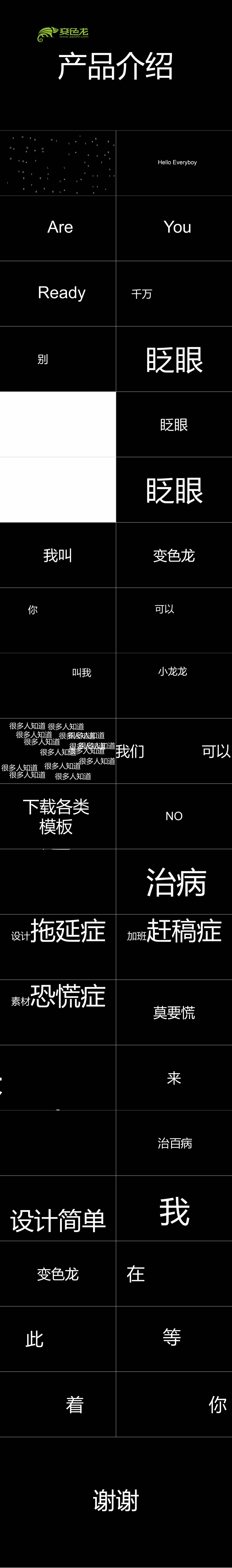 黑白简约产品介绍自我介绍快闪PPT模板