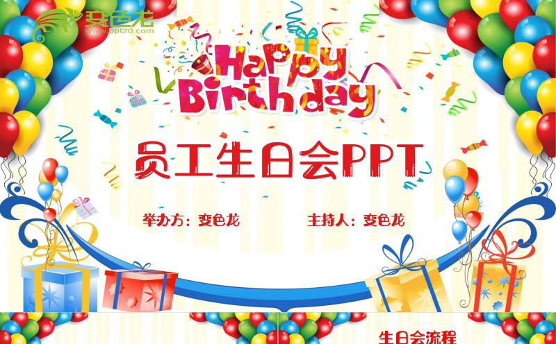 创意可爱风员工生日会策划方案生日会流程PPT模板缩略图