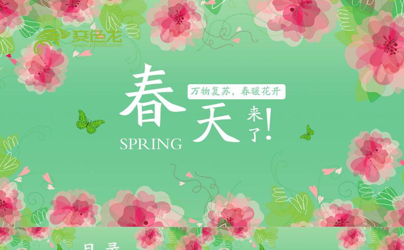 清新浪漫花卉春天来了商务通用PPT模板缩略图