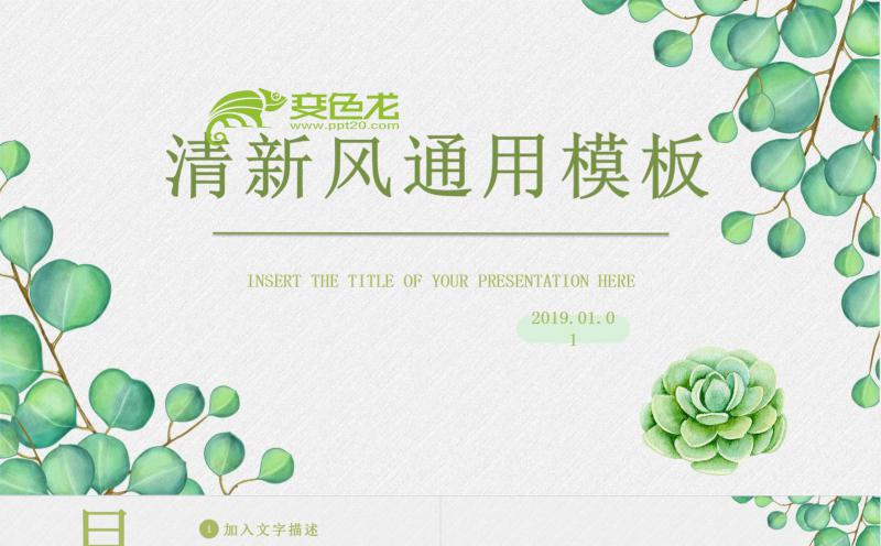 简约小清新多肉宝宝知识培训课件PPT模板缩略图